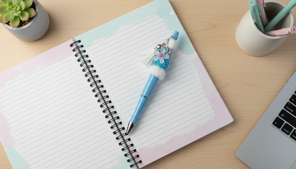 Blue Daisy Beaded Pen | Floral Charm Pen | Aesthetic Writing Pen | Cute Desk Accessories | Cottagecore Pen | Daisy Daydreams Collection