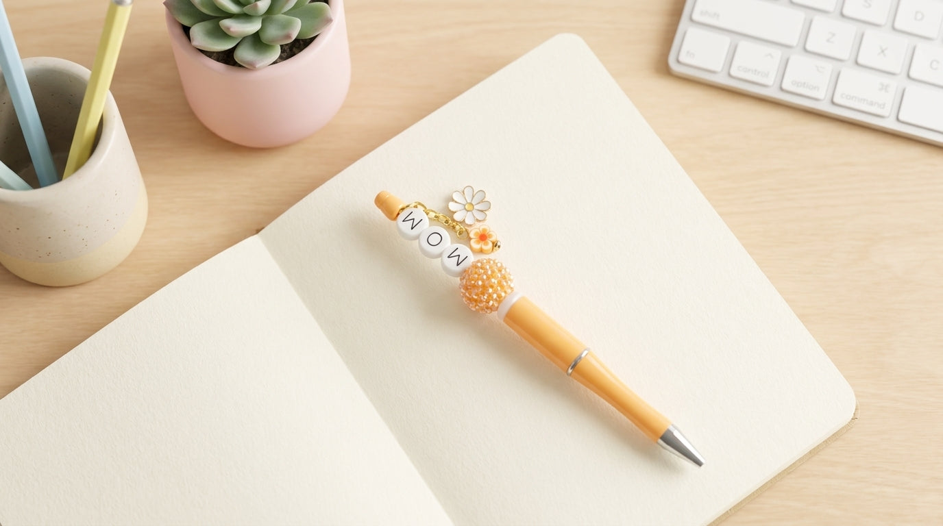 Petals & Plans Beaded Pen – Orange Mom Charm Pen