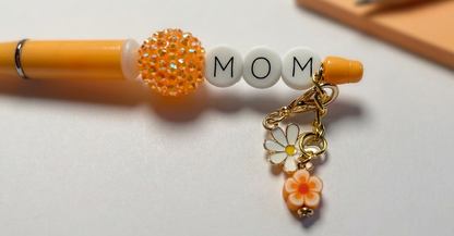 Petals & Plans Beaded Pen – Orange Mom Charm Pen