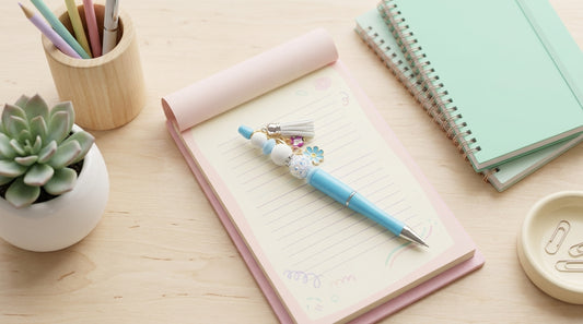 Petals & Plans Beaded Pen – Blue Floral Charm Pen