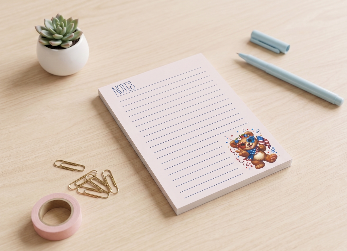 Peace, Love & Kindness Bear Notepad – Americana Writing Pad