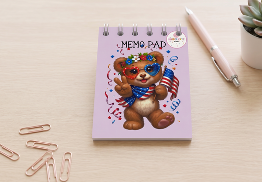 Peace, Love & Kindness Bear Memo Pad – Patriotic Cute Desk Notes