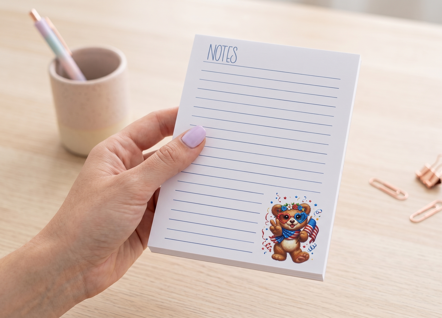 Peace, Love & Kindness Bear Notepad – Americana Writing Pad