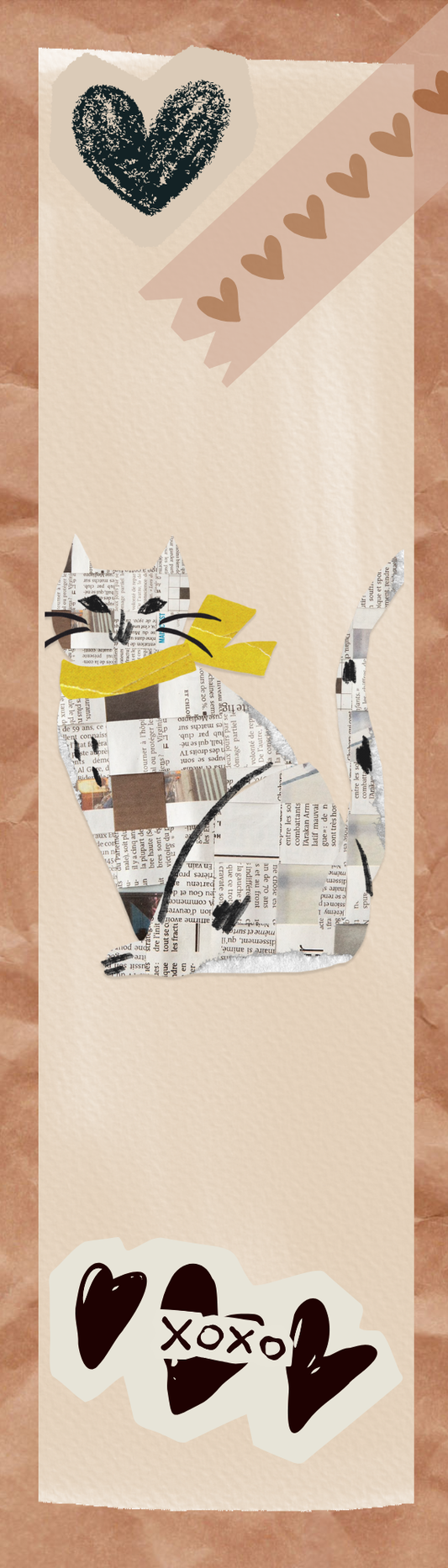 Craft Paper Cat Bookmark | Cozy Cat Reader Gift