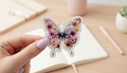 Butterfly Sticker Set of 4 | Floral Butterfly Stickers 3 Inch | Waterproof Vinyl Stickers | Cute Laptop Stickers | Spring Aesthetic Stickers