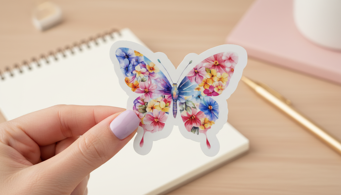 Butterfly Sticker Set of 4 | Floral Butterfly Stickers 3 Inch | Waterproof Vinyl Stickers | Cute Laptop Stickers | Spring Aesthetic Stickers