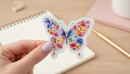 Butterfly Sticker Set of 4 | Floral Butterfly Stickers 3 Inch | Waterproof Vinyl Stickers | Cute Laptop Stickers | Spring Aesthetic Stickers