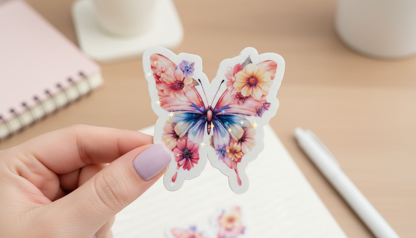 Butterfly Sticker Set of 4 | Floral Butterfly Stickers 3 Inch | Waterproof Vinyl Stickers | Cute Laptop Stickers | Spring Aesthetic Stickers