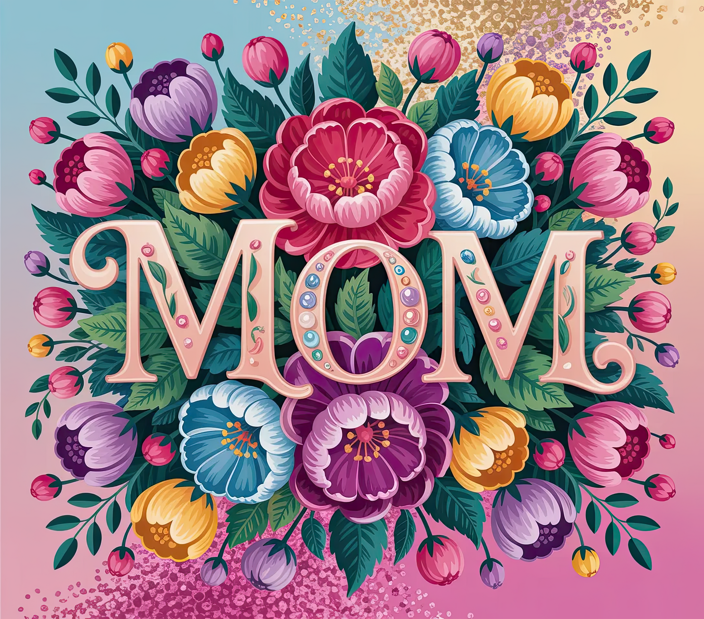 Mom Floral Tumbler 20oz | Colorful Flower Stainless Steel Tumbler with Straw | Gift for Mom | Mother’s Day Cup | Insulated Travel Mug