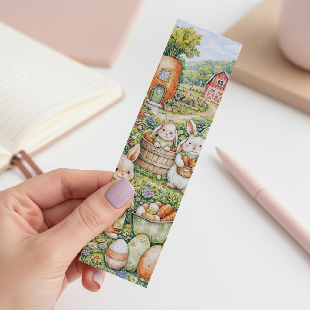 Cozy Carrot Harvest Bookmark | Bunny Garden Story Bookmark