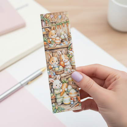 Cozy Carrot Easter Workshop Bookmark | Bunny Egg Painting Story Bookmark