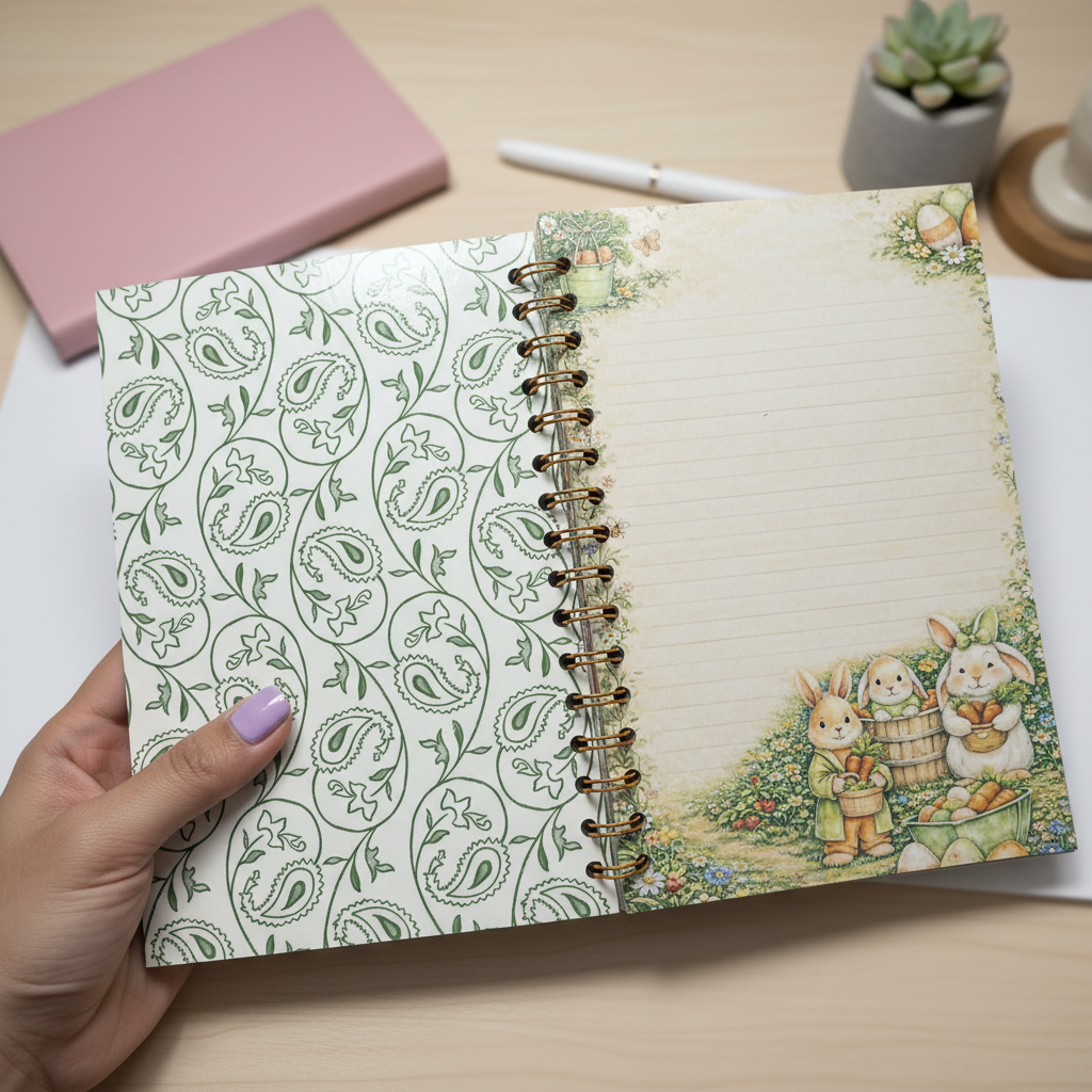 Cozy Carrot Cottage Journal | 6x9 Spiral Notebook | Bunny Garden Journal | Spring Cottagecore Writing Journal | Cute Easter Notebook Gift