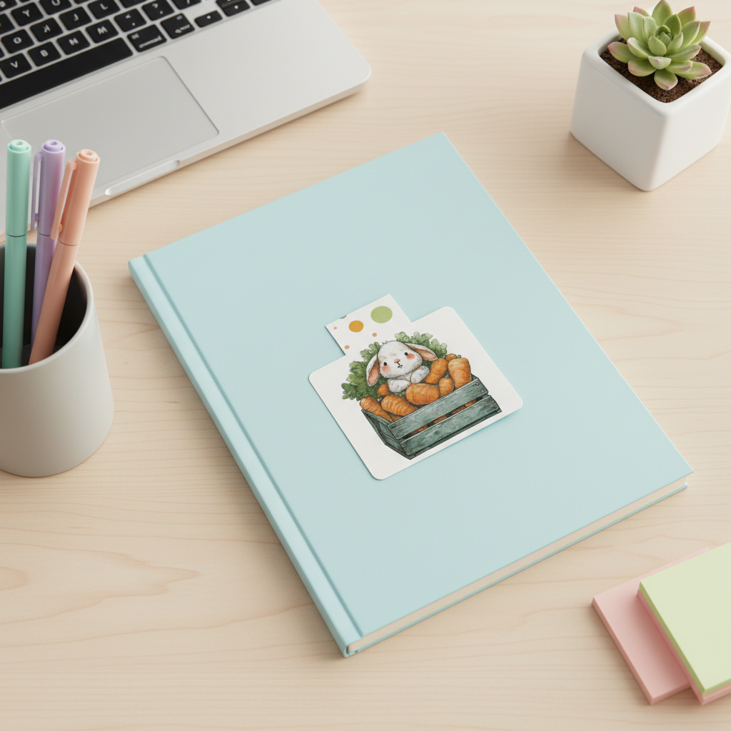 Cozy Carrot Cottage Bunny Magnetic Bookmark | Cute Rabbit & Carrots Planner Clip | Spring Farmhouse Stationery