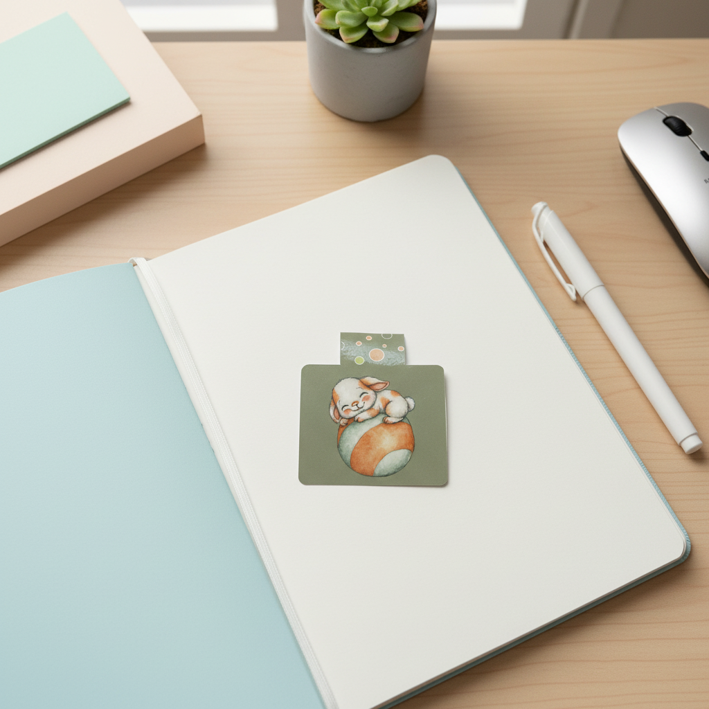 Cozy Carrot Cottage Sleeping Bunny Magnetic Bookmark | Cute Easter Egg Rabbit Bookmark