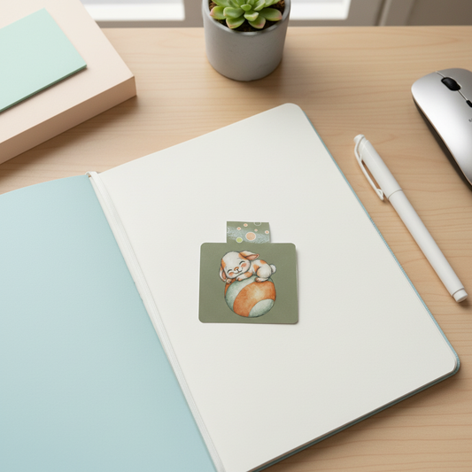 Cozy Carrot Cottage Sleeping Bunny Magnetic Bookmark | Cute Easter Egg Rabbit Bookmark