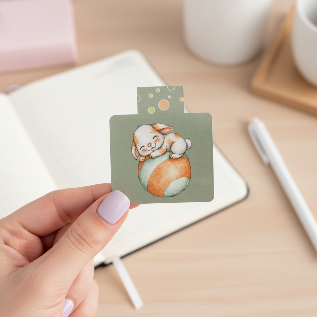 Cozy Carrot Cottage Sleeping Bunny Magnetic Bookmark | Cute Easter Egg Rabbit Bookmark