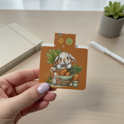 Cozy Carrot Cottage Magnetic Bookmark Set | 5 Piece Bunny & Carrot Bookmark Bundle