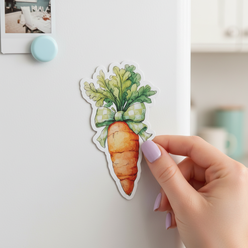 Cozy Carrot Magnet | Cute Bunny Carrot Decor | Cottagecore Fridge Magnet | Spring Kitchen Decor | Easter Gift Idea | Whimsical Carrot Art