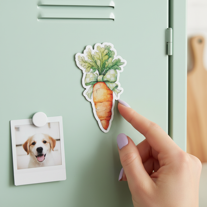 Cozy Carrot Magnet | Cute Bunny Carrot Decor | Cottagecore Fridge Magnet | Spring Kitchen Decor | Easter Gift Idea | Whimsical Carrot Art