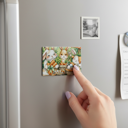 Cozy Carrot Bunny Magnet | Cute Easter Bunny Fridge Magnet | Cottagecore Spring Decor | Farmhouse Kitchen Magnet | Whimsical Bunny Art