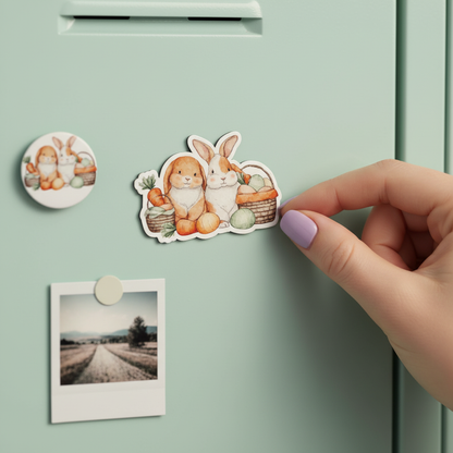 Cozy Carrot Bunny Magnet | Easter Bunny Fridge Magnet | Cottagecore Spring Decor | Cute Bunny Kitchen Magnet | Farmhouse Easter Decor