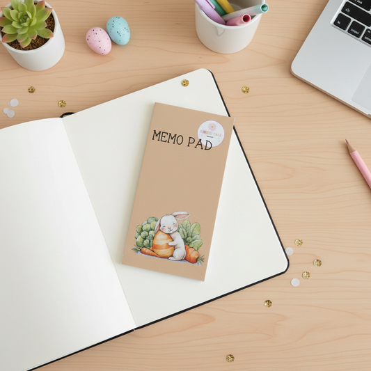 Easter Bunny Memo Pad 2x4 | Mini Notepad 40 Pages | Cottagecore Spring Stationery | Cute Bunny Desk Notes | Small Gift Idea