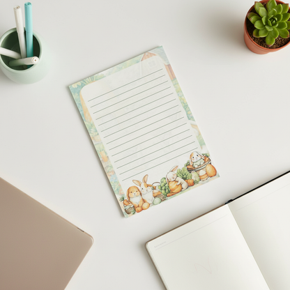 Easter Bunny Notepad 5x7 | Spring Cottagecore Stationery | Lined Writing Pad 40 Pages | Cute Bunny Desk Notepad | Farmhouse Easter Gift