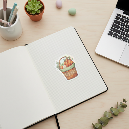 Carrot Basket Sticker 3" | Easter Basket Sticker | Cottagecore Spring Sticker | Cute Carrot Vinyl Sticker | Waterproof Planner Sticker