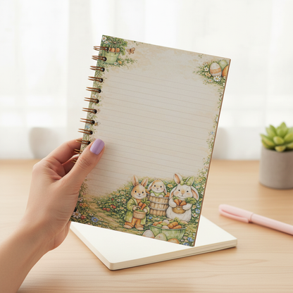 Cozy Carrot Cottage Journal | 6x9 Spiral Notebook | Bunny Garden Journal | Spring Cottagecore Writing Journal | Cute Easter Notebook Gift