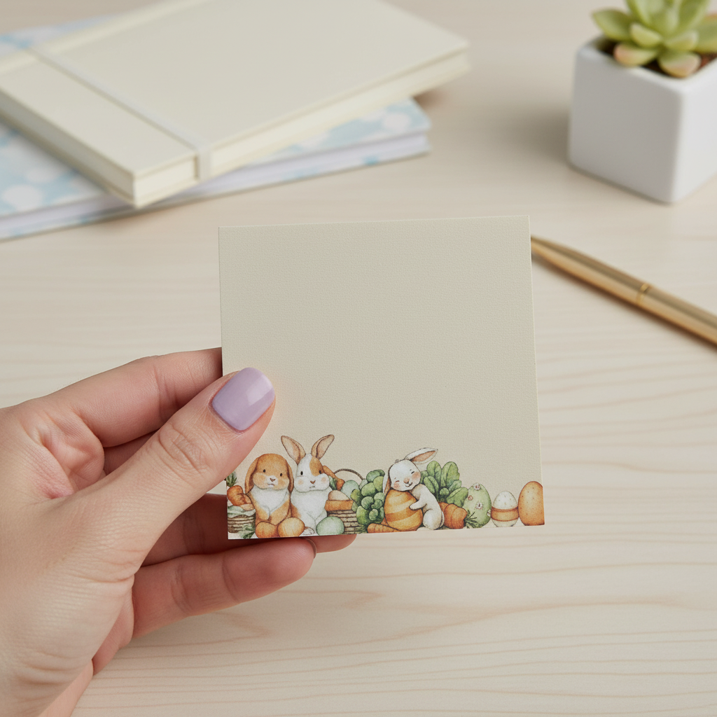 Carrot Cottage Bunny Sticky Notes (3x3) | Cute Easter Sticky Notes | Cottagecore Bunny Memo Pads | Spring Desk Accessories | Bunny Notepad