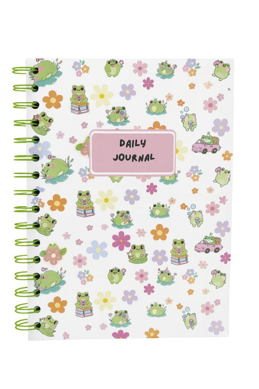 Whimsical Frog Daily Journal – Spiral Bound 6x9 Notebook | Let’s Get Froggy Collection