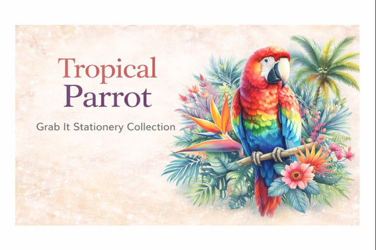 Tropical Parrot Grab It Bundle – Bright Floral Stationery Set