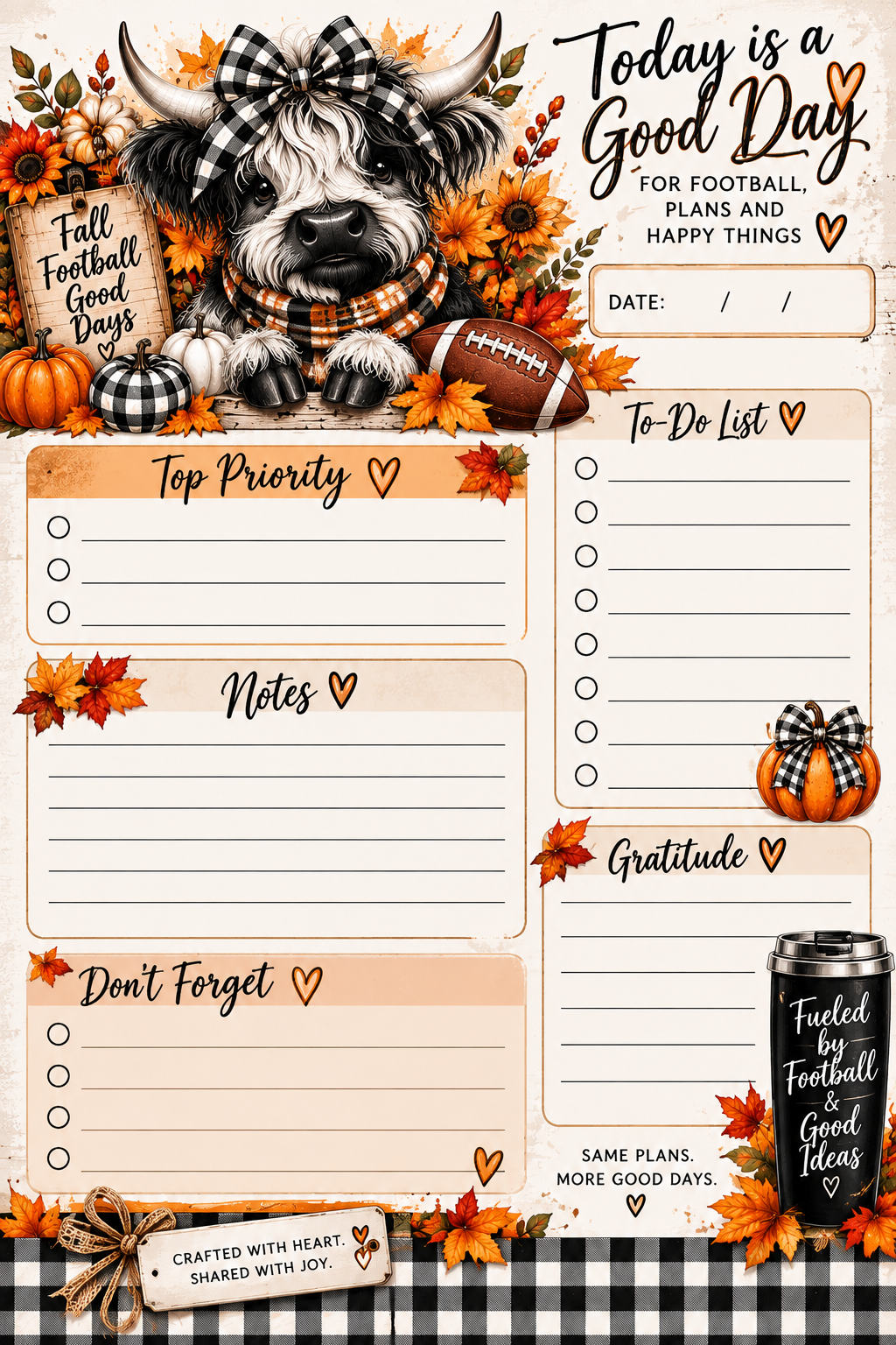 All About Fall Highland Cow Daily Planner | 5" × 8"
