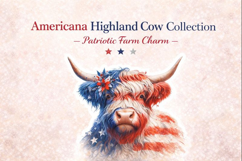 Americana Highland Cow Stationery Bundle
