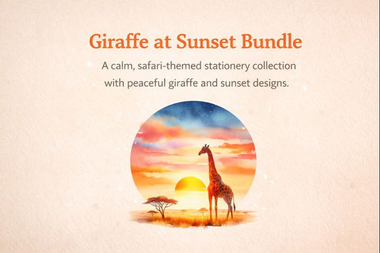 Giraffe at Sunset Stationery Bundle | Safari-Inspired Paper Goods