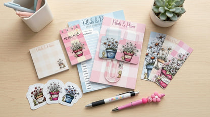 Petals & Plans Collection Bundle | Planner, Notepad, Stickers, Bookmarks & Accessories Set