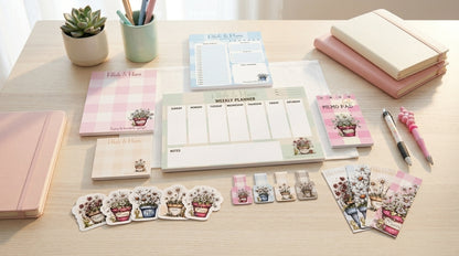 Petals & Plans Deluxe Bundle | Planner Set, Journal, Stickers, Pens & Cozy Accessories