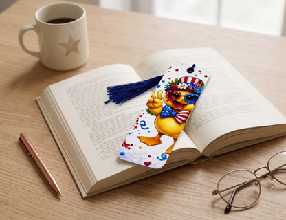 Peace, Love & Liberty Duck Bookmark – Cute Patriotic Page Marker