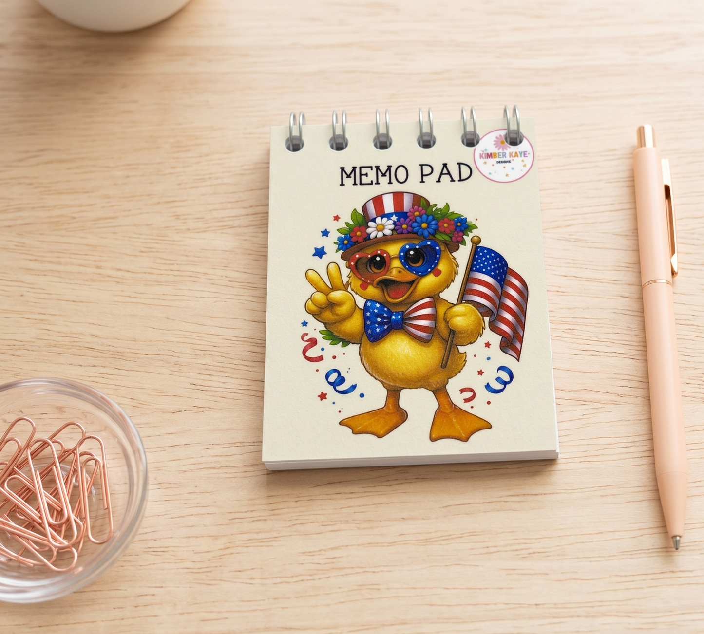 Peace, Love & Liberty Duck Memo Pad – Fun Patriotic Desk Notes