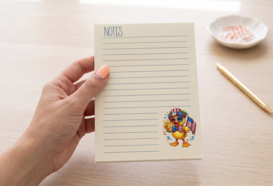 Peace, Love & Liberty Duck Notepad – Cute Americana Stationery
