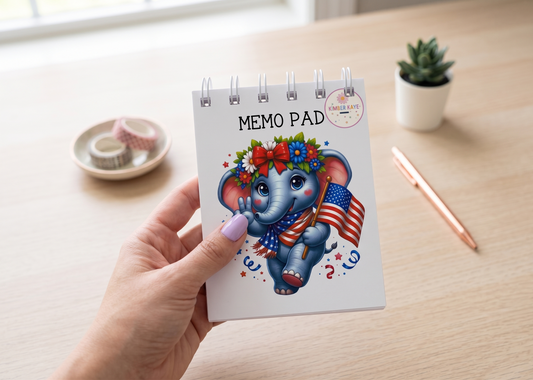 Peace, Love & Unity Elephant Memo Pad – Fun Patriotic Desk Notes