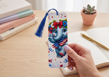 Peace, Love & Unity Elephant Bookmark – Cute Patriotic Page Marker