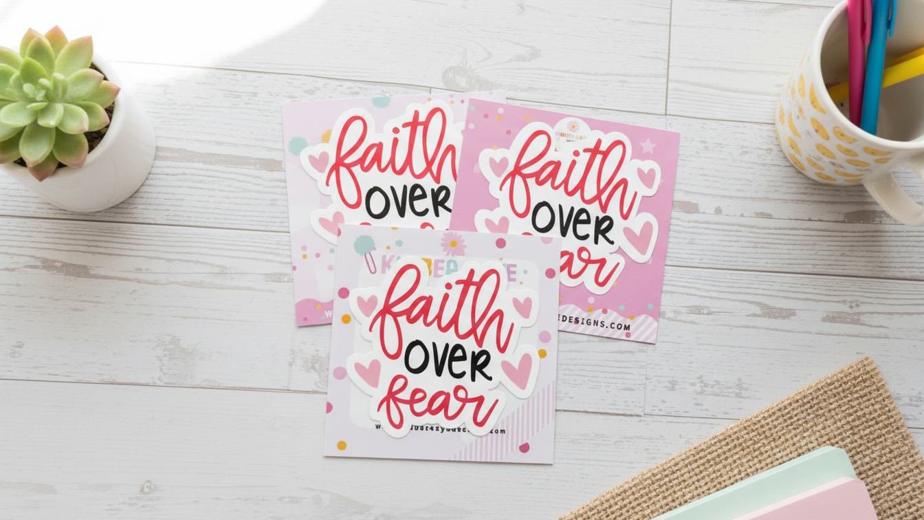 Faith Over Fear Christian Valentine Sticker – Inspirational Heart Design