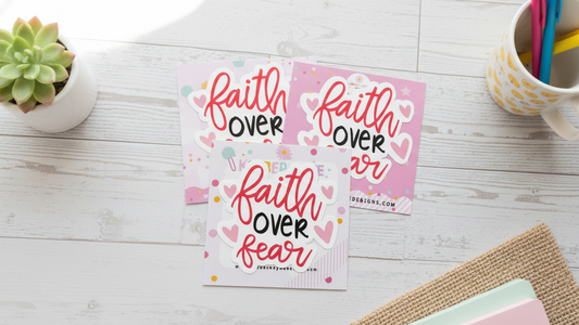 Faith Over Fear Christian Valentine Sticker – Inspirational Heart Design