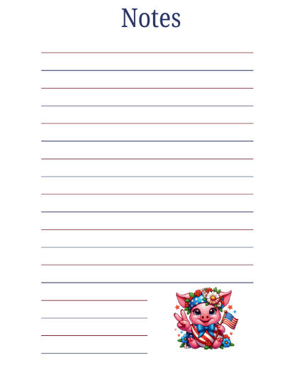 Peace, Love & Freedom Pig Notepad – Cute Americana Stationery