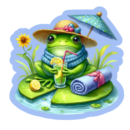Pondside Pause Frog Vinyl Sticker