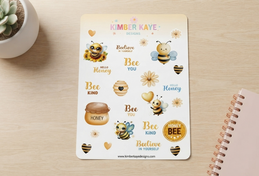 Bumble Dee Bee Sticker Sheet | Whimsical Bee Stickers