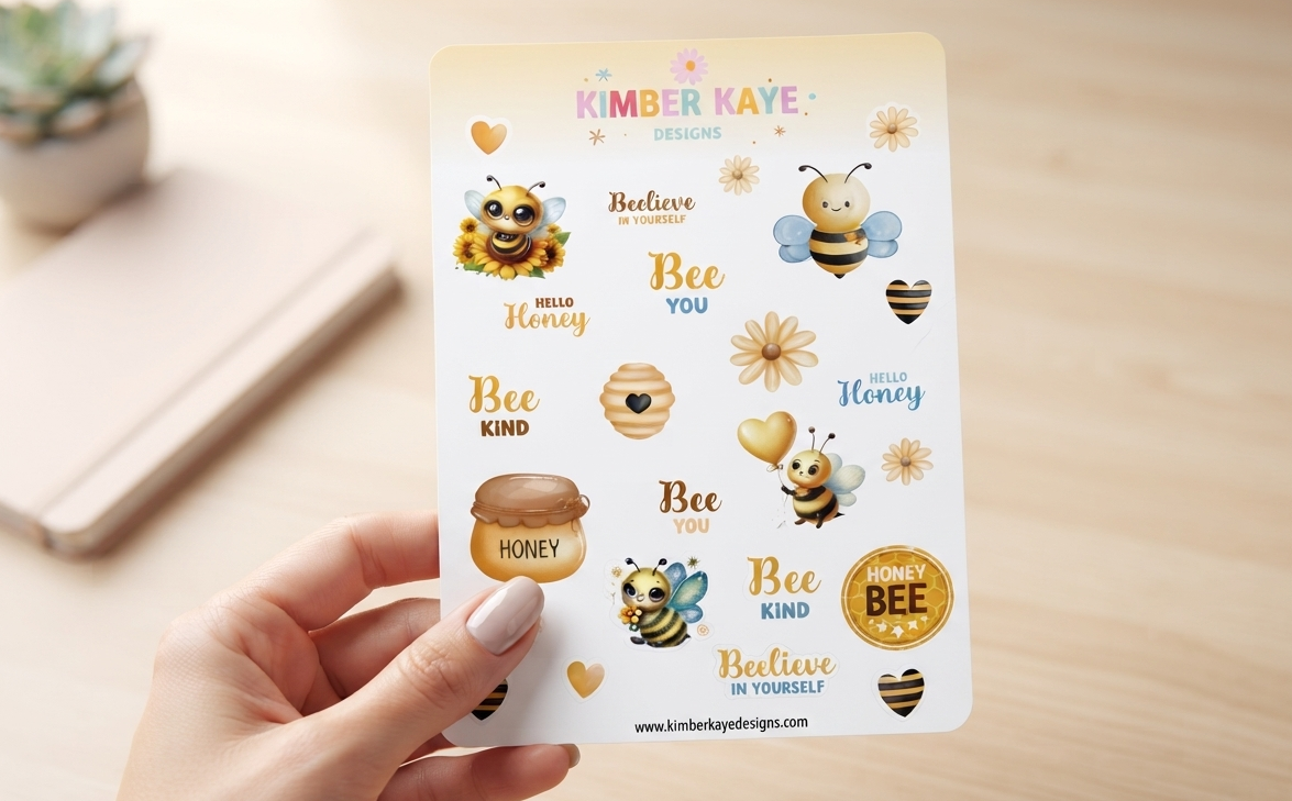 Bumble Dee Bee Sticker Sheet | Whimsical Bee Stickers