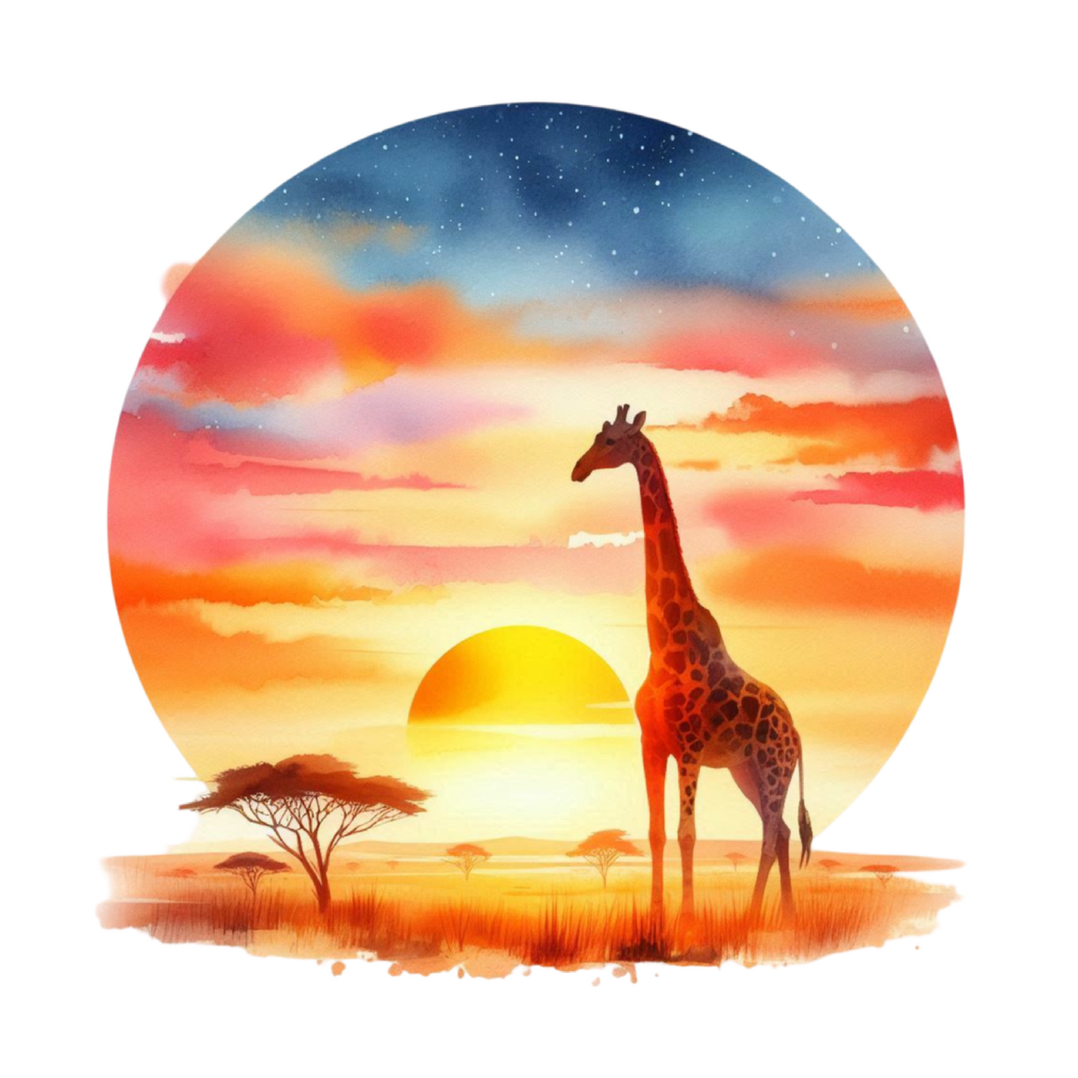 Giraffe at Sunset Sticker | Warm Safari Vinyl Sticker