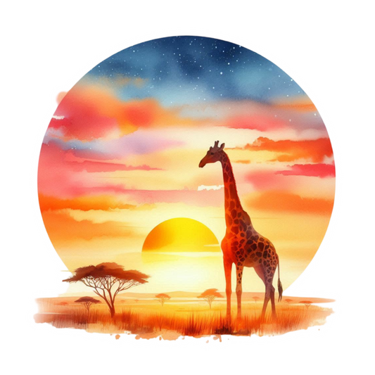 Giraffe at Sunset Sticker | Warm Safari Vinyl Sticker